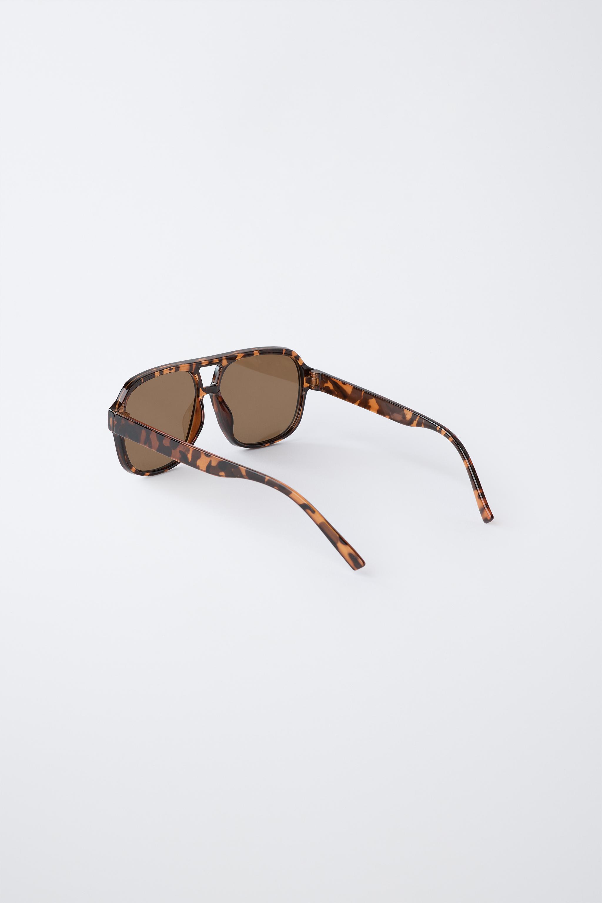 TORTOISESHELL EFFECT AVIATOR SUNGLASSES